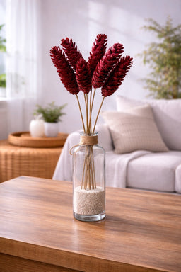 ITEM 1802 RED - 24" RED STROBUS PINE CONES ON STICKS - 6 PER BUNDLE
