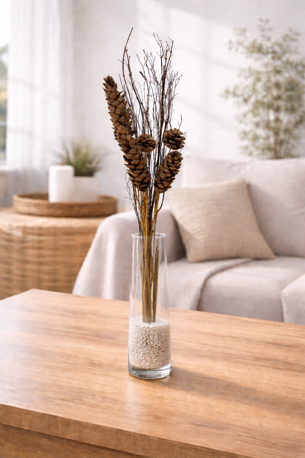 ITEM 1803 NAT - 30" NATURAL BOUQUET WITH JAY BRANCHES STROBUS PINE CONES & PONDEROSA PINE CONES