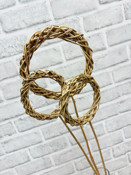 ITEM 1804 GD - 23-26" TALL GOLD LATA WREATH ON STEM PACKAGE - 3 PER PACKAGE - 2X4" & 1X6"