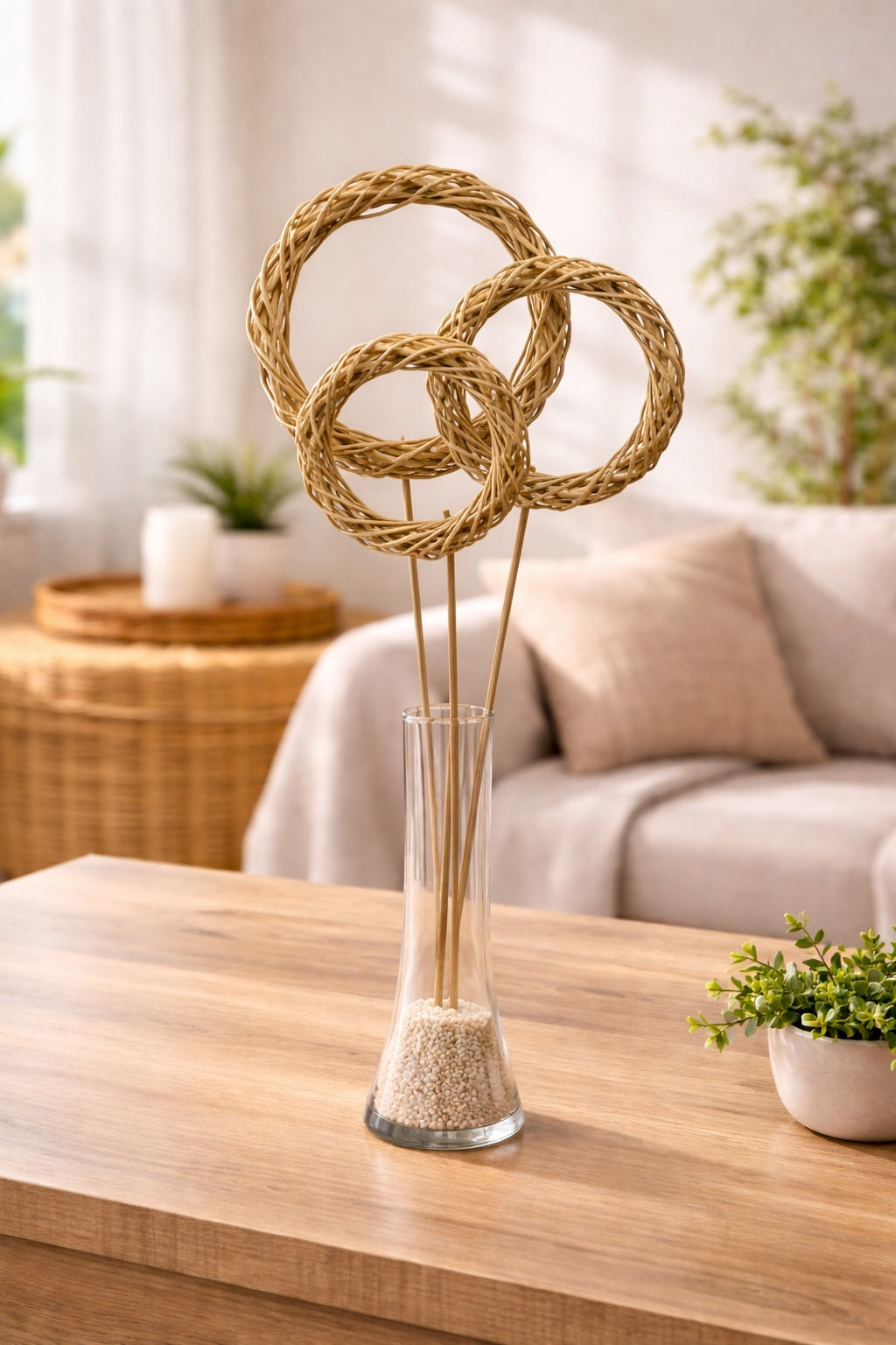 ITEM 1804 NAT - 23-26" TALL NATURAL LATA WREATH ON STEM PACKAGE - 3 PER PACKAGE - 2X4" & 1X6"