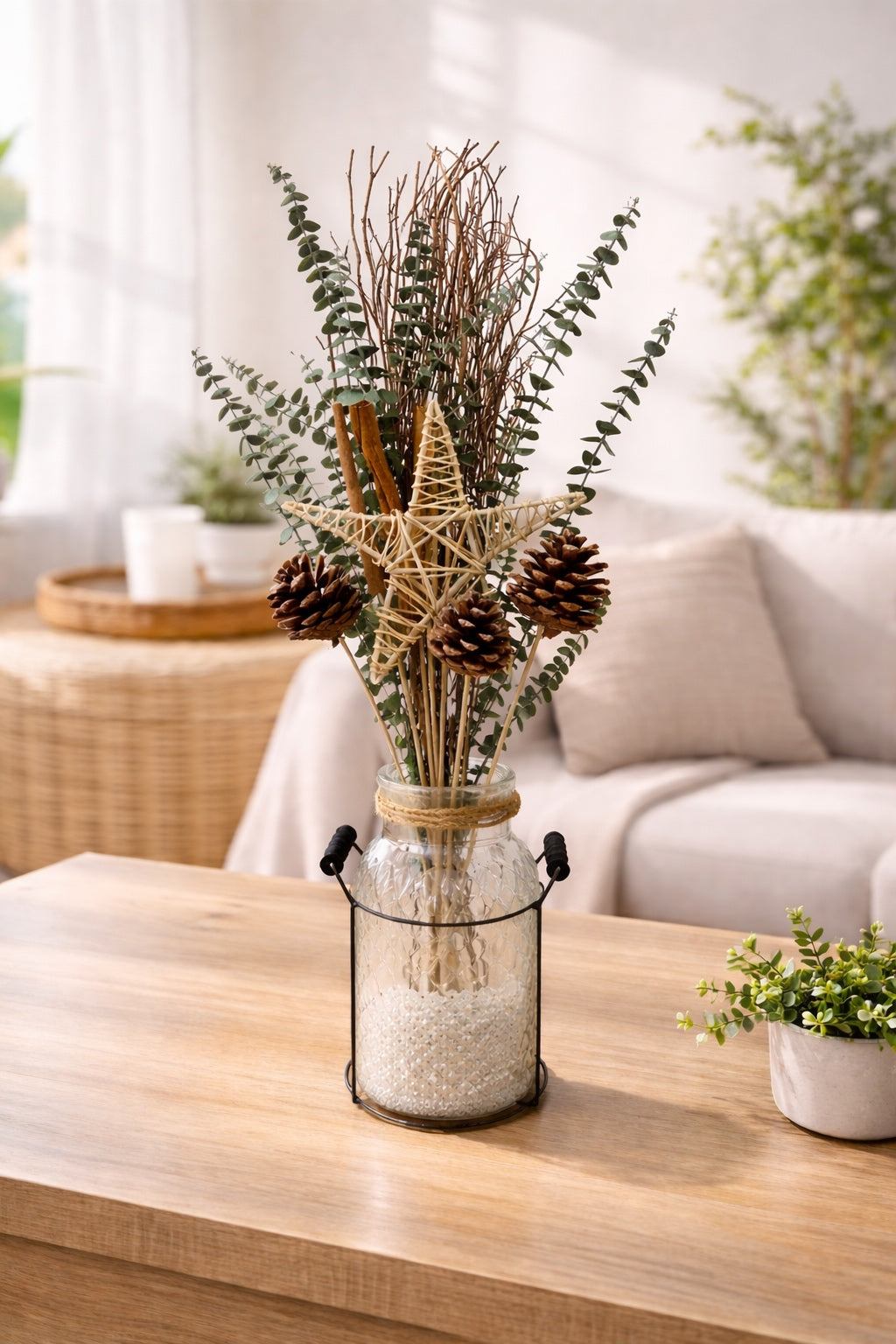 ITEM 1808 - 40" CHRISTMAS BOUQUET WITH EUCALYPTUS, CINNAMON, LATA STARS, PINE CONES, JAY BRANCHES...
