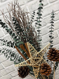 ITEM 1808 - 40" CHRISTMAS BOUQUET WITH EUCALYPTUS, CINNAMON, LATA STARS, PINE CONES, JAY BRANCHES...