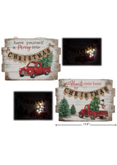 ITEM 34557 - 15.75"X11.5" LED WALL DECOR WITH "CHRISTMAS" BANNER - 2 ASSORTED STYLES