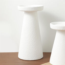 ITEM 56277 - 4.25"D X 9"H, WHITE TEXTURED CERAMIC PILLAR CANDLE HOLDER