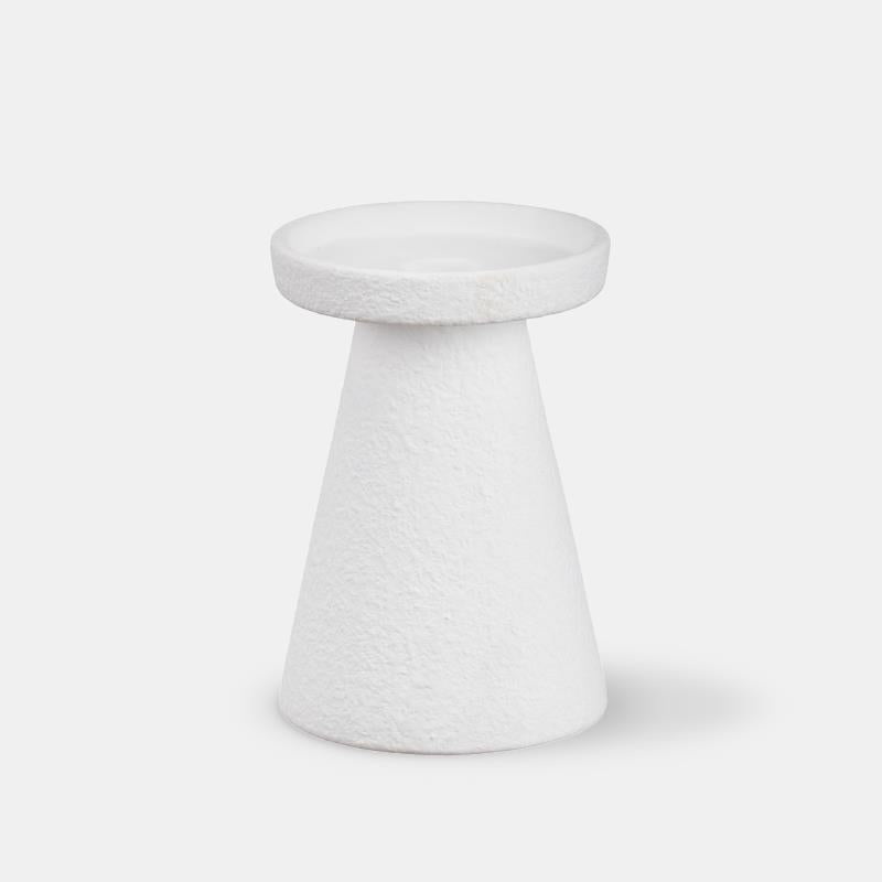 ITEM 56278 - 4.25"D X 6.5"H, WHITE TEXTURED CERAMIC PILLAR CANDLE HOLDER
