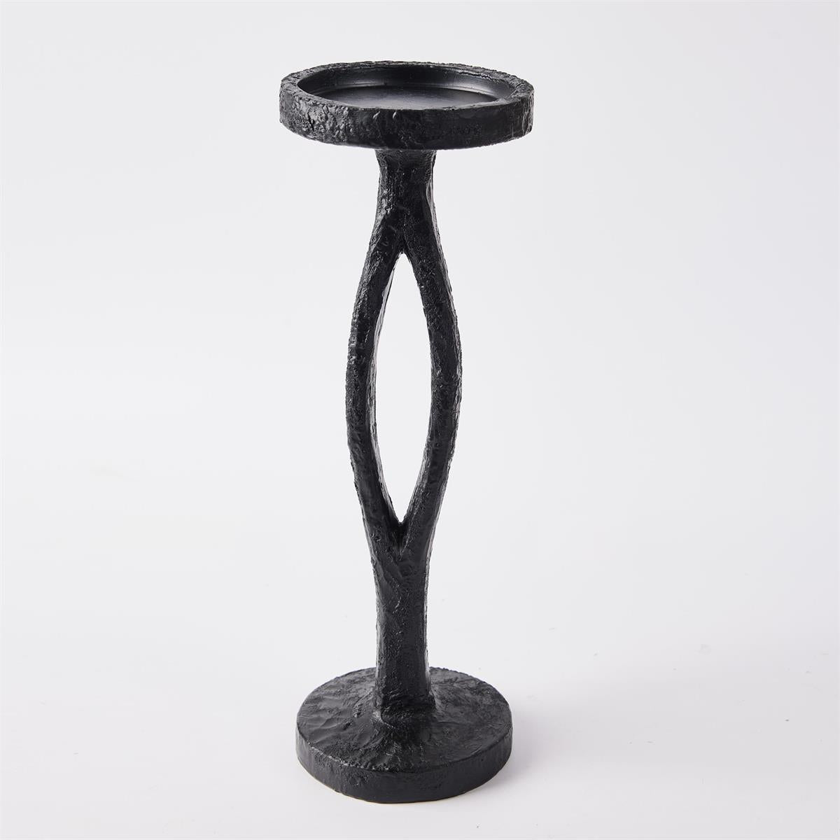 ITEM 56282 - 4" X 9.5"H, POLYRESIN BLACK PILLAR CANDLE HOLDER