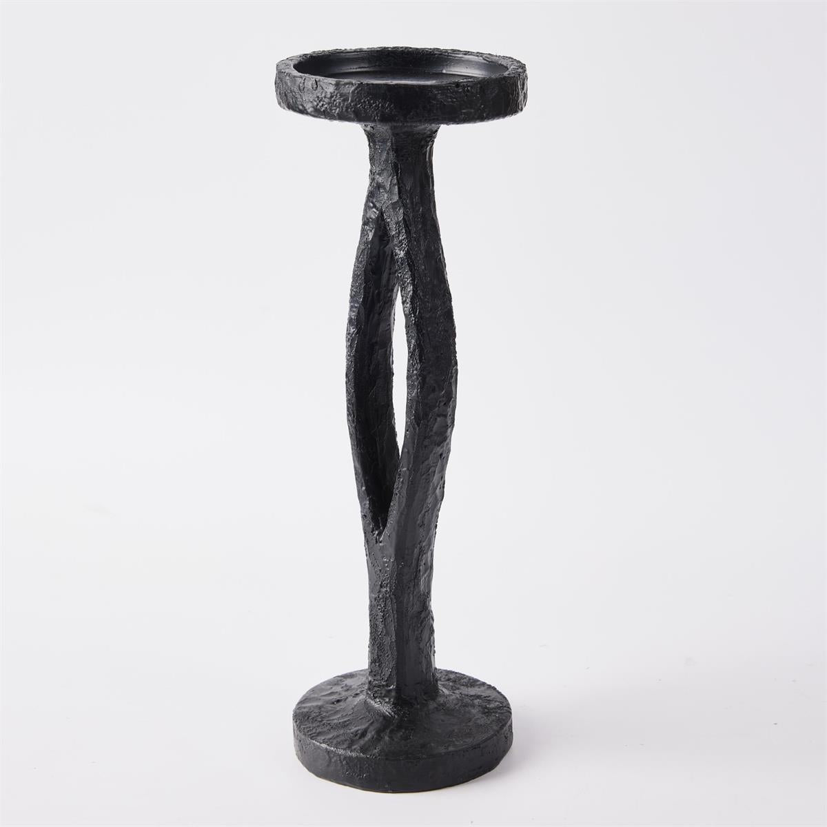 ITEM 56282 - 4" X 9.5"H, POLYRESIN BLACK PILLAR CANDLE HOLDER