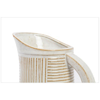 ITEM 65316 - 5" X 3.75" X 10.5", CERAMIC, WHITE LINES PITCHER VASE