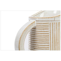 ITEM 65316 - 5" X 3.75" X 10.5", CERAMIC, WHITE LINES PITCHER VASE