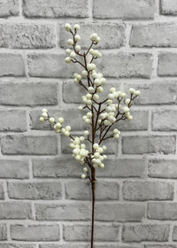 ITEM 81083 CM - 25" CREAM OUTDOOR BERRY SPRAY WITH 5 BRANCHES