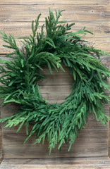 ITEM 81660 - 30" FRESH TOUCH NORFOLK PINE WREATH ON NATURAL FRAME