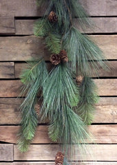 ITEM 81741 - 48" LONG NEEDLE PINE MIXED MULTI VINE GARLAND WITH PINE CONES