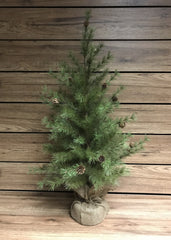 ITEM 81745 - 36" PINE TREE WITH PINE CONES WITH A BURLAP BASE