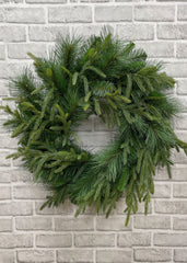 ITEM 81768 - 24" MIXED PINE WREATH WITH FRESH TOUCH NORFOLK PINE