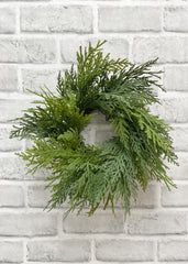 ITEM 81852  - 8" IN DIM, 14" OUT DIM, FRESH TOUCH NORTHERN WHITE CEDAR WREATH