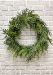 ITEM 81854  - 14.5" IN DIM, 23" OUT DIM, FRESH TOUCH NORTHERN WHITE CEDAR WREATH