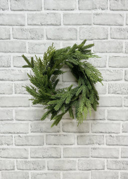 ITEM 81903  - 6" IN DIM, 14" OUT DIM - FRESH TOUCH SPRUCE & CEDAR CANDLE WREATH