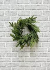 ITEM 81903  - 6" IN DIM, 14" OUT DIM - FRESH TOUCH SPRUCE & CEDAR CANDLE WREATH