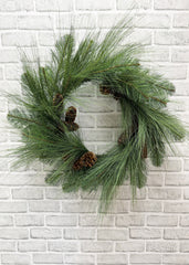 ITEM 81933  - 11" IN DIM, 24" OUT DIM LONG NEEDLE PINE WREATH