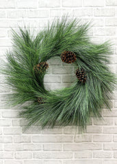 ITEM 81934  - 11" IN DIM, 26" OUT DIM, LONG NEEDLE PINE WREATH