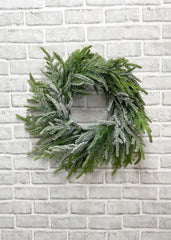 ITEM 81971  - 7" IN DIM, 16" OUT DIM, SNOWY NORFOLK PINE  WREATH