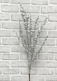 ITEM 81980 SILVER  - 36" WEATHER RESISTANT SILVER METALLIC MINI BERRY SPRAY