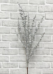 ITEM 81980 SILVER  - 36" WEATHER RESISTANT SILVER METALLIC MINI BERRY SPRAY