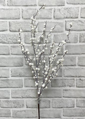 ITEM 81980 W  - 36" PEARL WHITE WEATHER RESISTANT METALLIC MINI BERRY SPRAY