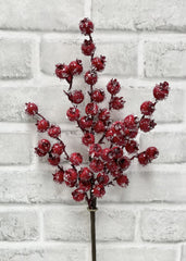 ITEM 81981 R  - 17" WEATHER RESISTANT RED ICED BERRIES SPRAY