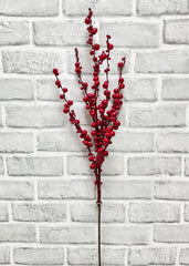 ITEM 81982 R  - 26" WEATHER RESISTANT RED CLUSTER BERRIES SPRAY