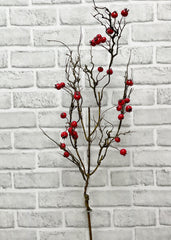 ITEM 81983 SHINYR  - 35" WEATHER RESISTANT SHINY RED TWIGGY BERRY SPRAY