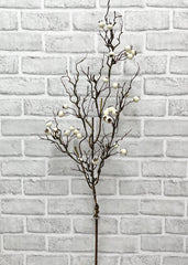 ITEM 81983 W  - 35" WEATHER RESISTANT MATT WHITE TWIGGY BERRY SPRAY