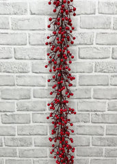 ITEM 81986 R  - 58" WEATHER RESISTANT SHINY RED BERRY GARLAND