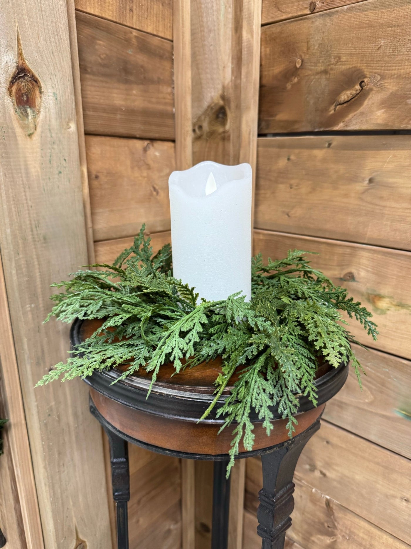 ITEM 82185 - 3.5" INSIDE DIM, 11" OUTSIDE DIM FRESH TOUCH CYPRESS CANDLE RING