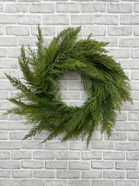 ITEM 82187 - 12" INSIDE DIM, 24" OUTSIDE DIM LUSH FRESH TOUCH CYPRESS WREATH