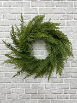 ITEM 82187 - 12" INSIDE DIM, 24" OUTSIDE DIM LUSH FRESH TOUCH CYPRESS WREATH
