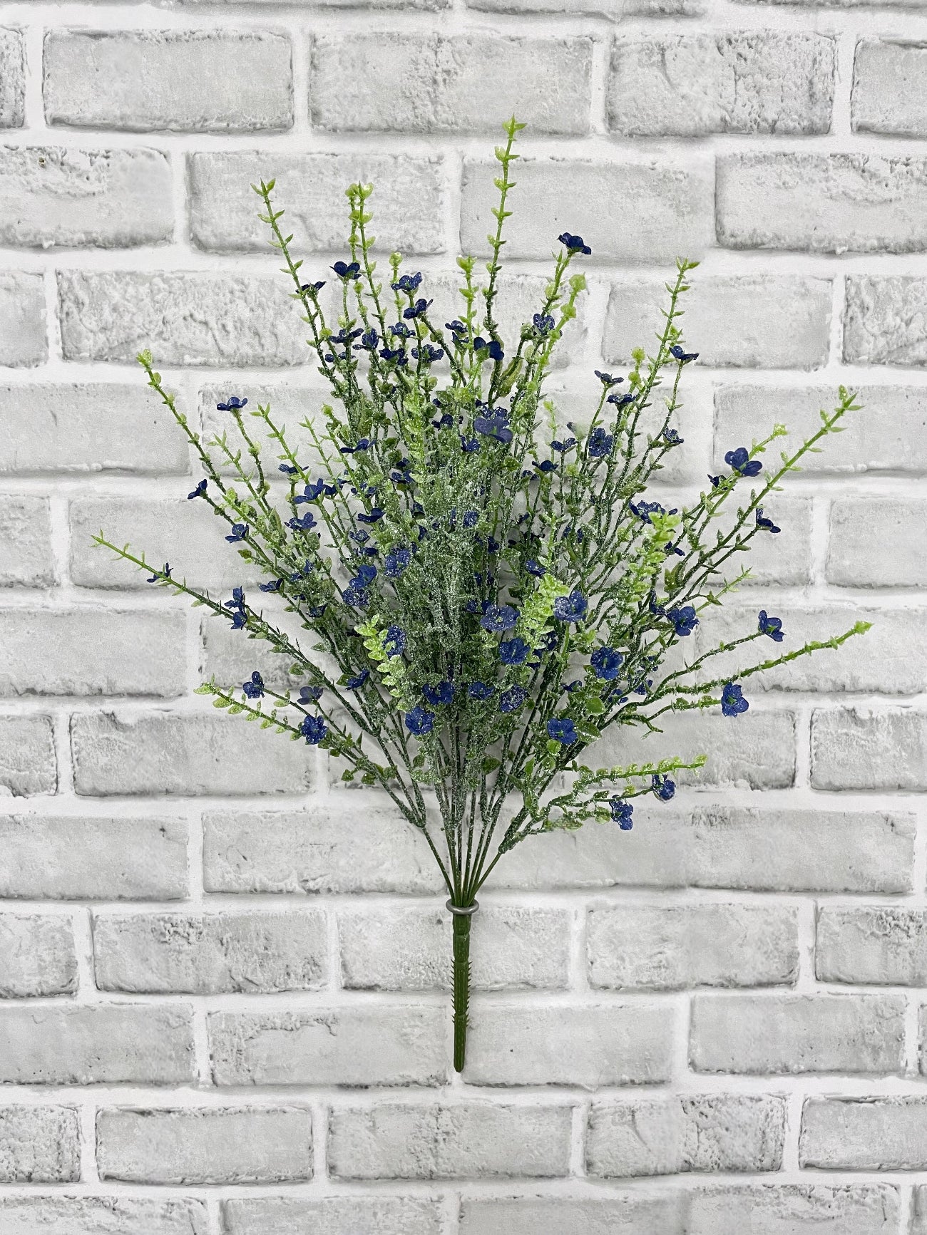 ITEM 82220BL - 21" BLUE GLITTER MINI FLOWER BUSH