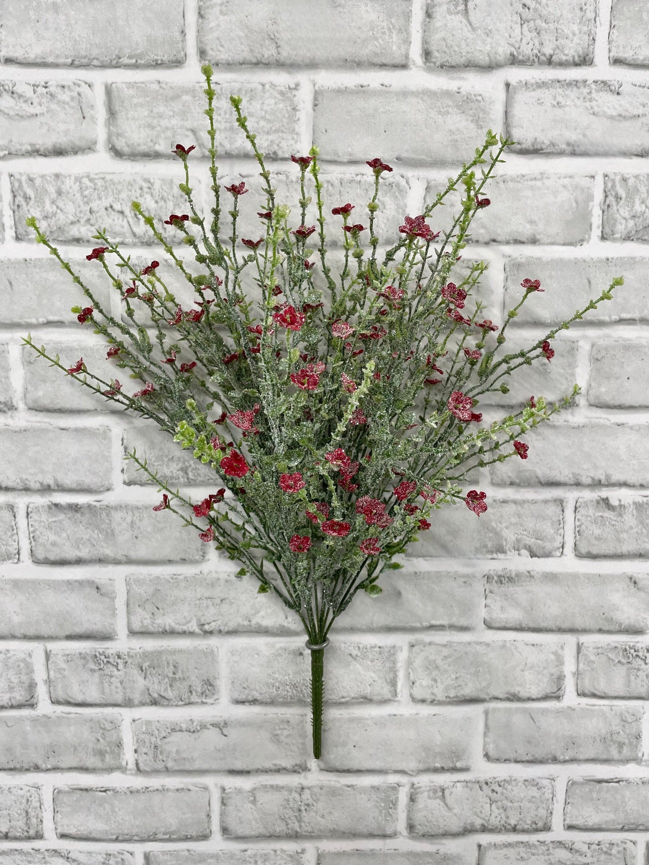 ITEM 82220RED - 21" RED GLITTER MINI FLOWER BUSH