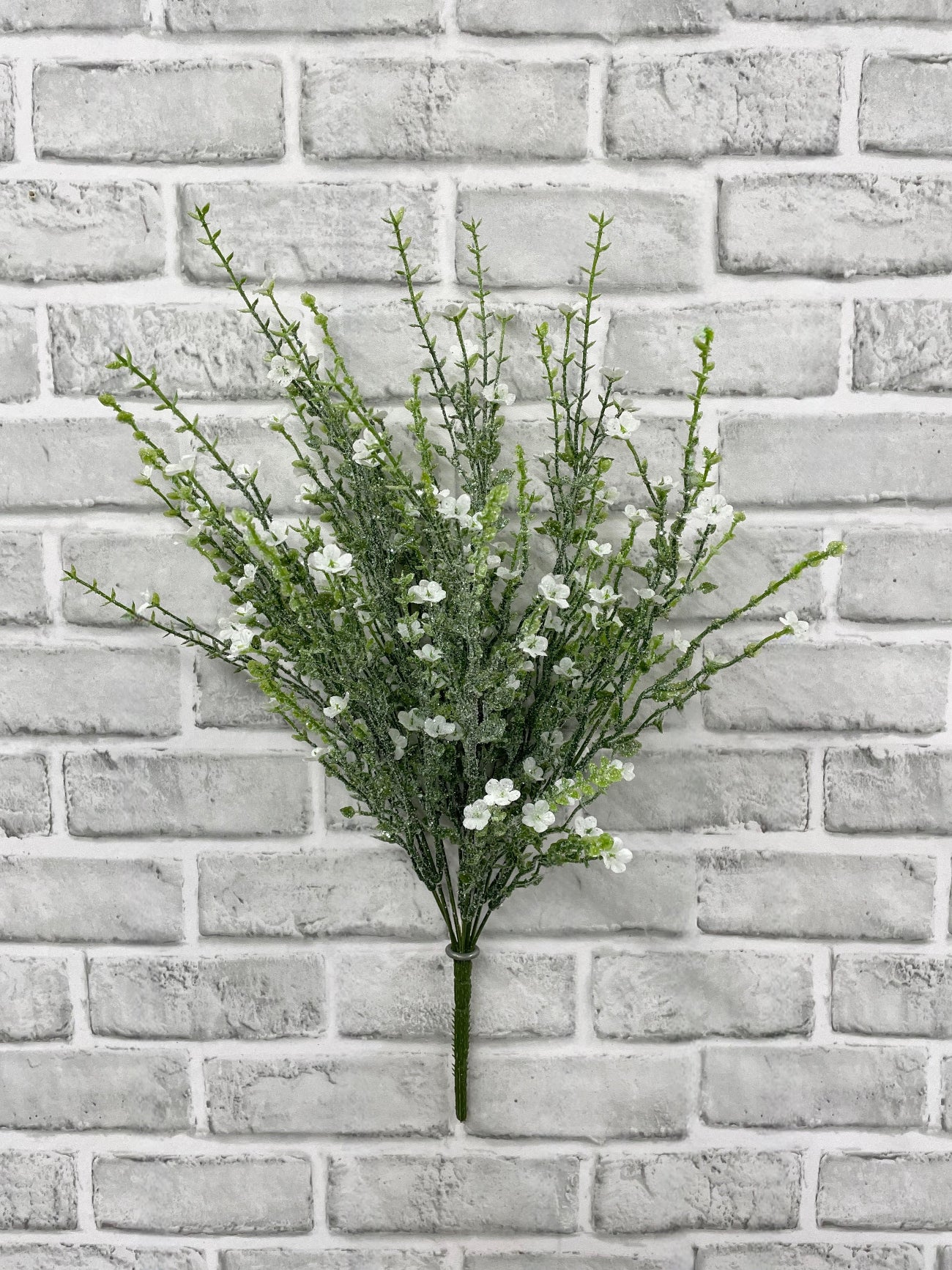 ITEM 82220W - 21" WHITE GLITTER MINI FLOWER BUSH