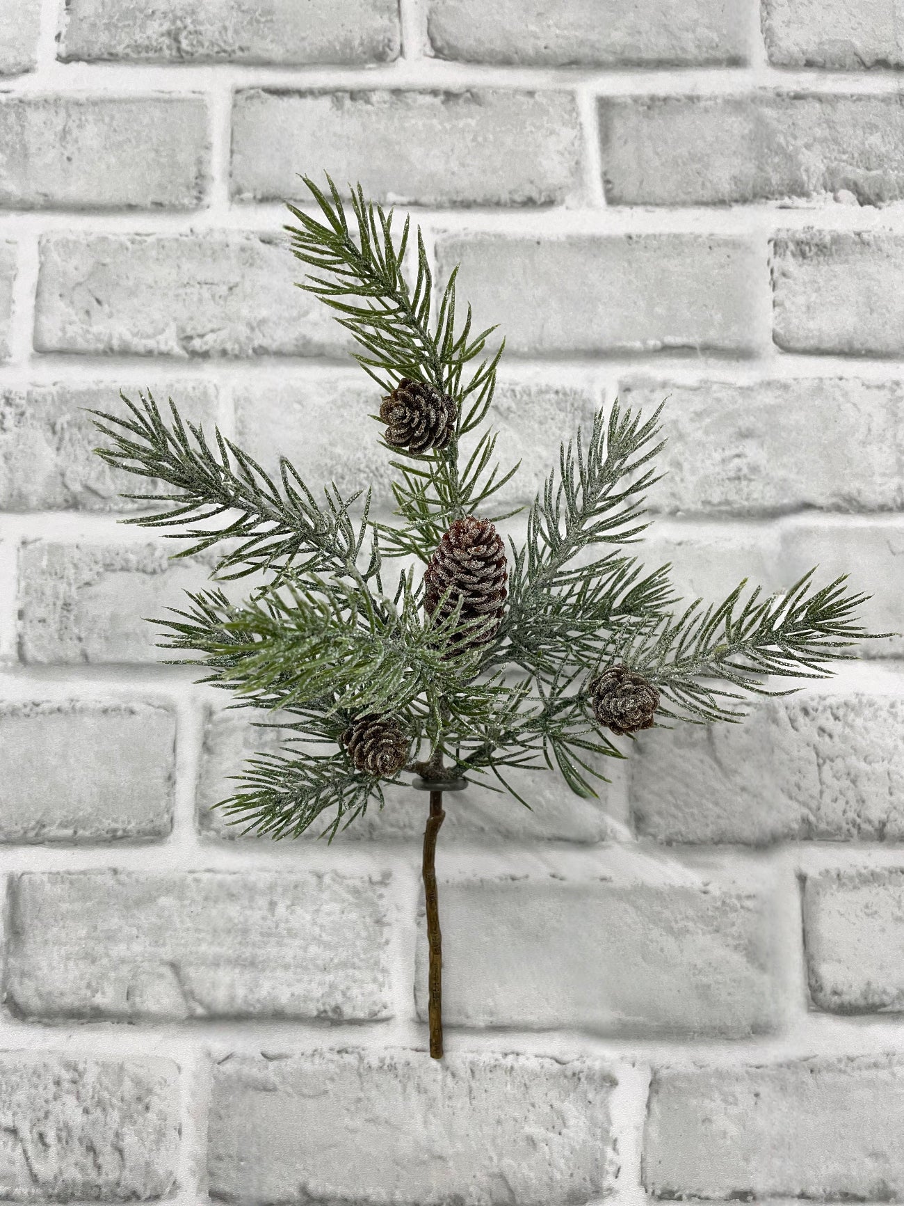 ITEM 82223 - 12" GLITTERED PINE PICK WITH PINE CONES