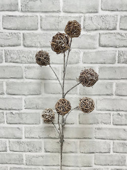 ITEM 82240 - 35" FROSTED ROUND TWIG BALL SPRAY WITH 7 BALLS