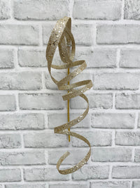 ITEM 82241 CH - 14.5" CHAMPAGNE GLITTER CURLY RIBBON SPRAY