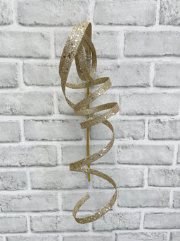 ITEM 82241 CH - 14.5" CHAMPAGNE GLITTER CURLY RIBBON SPRAY