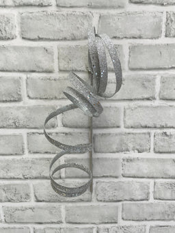 ITEM 82241 SILVER - 14.5" SILVER GLITTER CURLY RIBBON SPRAY