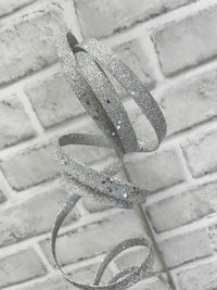 ITEM 82241 SILVER - 14.5" SILVER GLITTER CURLY RIBBON SPRAY