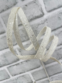 ITEM 82241 W - 14.5" WHITE GLITTER CURLY RIBBON SPRAY