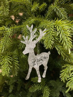 ITEM 82263 - 3.5" X 2" X 6" ACRYLIC HANGING BUCK REINDEER ORNAMENT