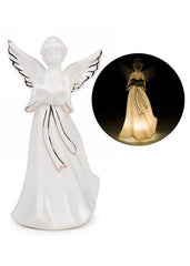 ITEM AG1371 - 4"X3"X7.5" LED CERAMIC ANGEL WITH BOOK