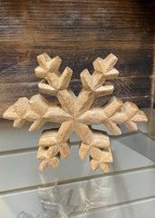 ITEM AW9807 - 7"DIA NATURAL MANGO WOOD SNOWFLAKE