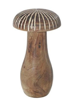 ITEM DDL1038L - 4.5" X 8.5" MANGO WOODEN MUSHROOM W/WHITE WASHED LINED TOP